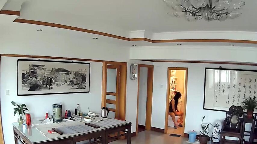 艺术女青年坐在马桶洗逼